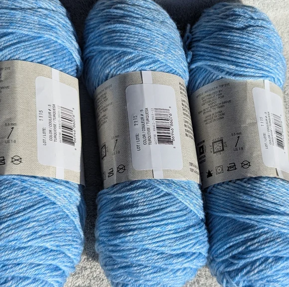 Loops And Threads Shabby Baby Blue Yarn, 3 Skiens New, Same Dye Lot - Picture 4 of 8